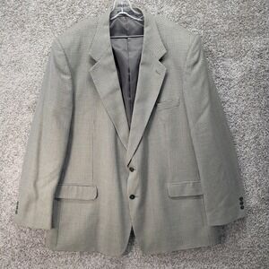Andre Vachon Mens 52XL Wool Blazer Sport Coat Brown Micro Check Two Button